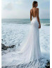 Luxury Ivory Lace Backless Romantic Wedding Dress